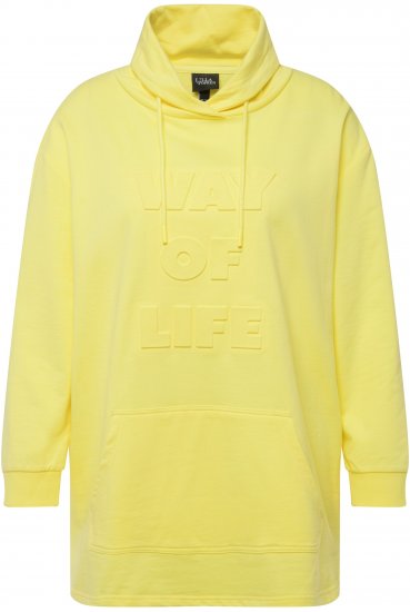 Ulla Popken Embossed Letter Sweatshirt Lemon Yellow - Hættetrøjer og sweatshirts - Bløde sweatshirts, hoodies & strik