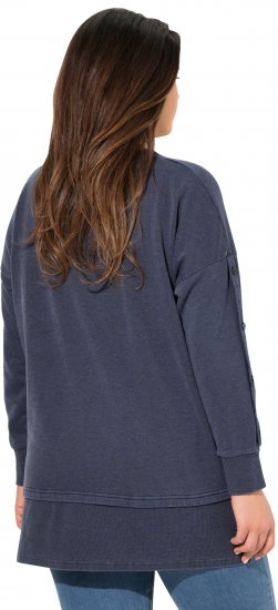 Ulla Popken Layered Look Button Sleeve Sweatshirt Navy - Hættetrøjer og sweatshirts - 