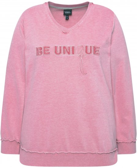 Ulla Popken Graphic BE UNIQUE Inverted Seam Sweatshirt Raspberry - Hættetrøjer og sweatshirts - Bløde sweatshirts, hoodies & strik