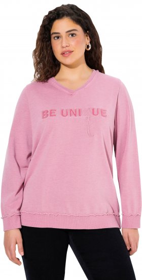 Ulla Popken Graphic BE UNIQUE Inverted Seam Sweatshirt Raspberry - Hættetrøjer og sweatshirts - Bløde sweatshirts, hoodies & strik