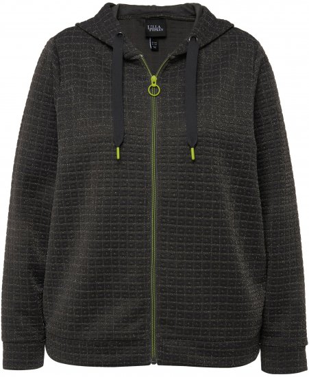 Ulla Popken Textured Metallic Knit Sweatshirt With Hood Graphite Grey - Hættetrøjer og sweatshirts - 