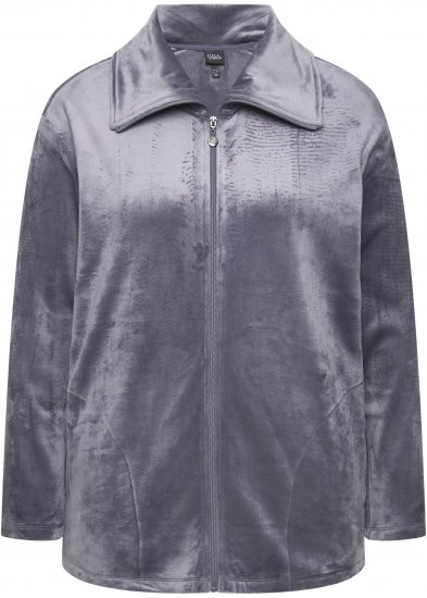 Ulla Popken Velour Loungewear Jacket Dark Grey - Hættetrøjer og sweatshirts - 