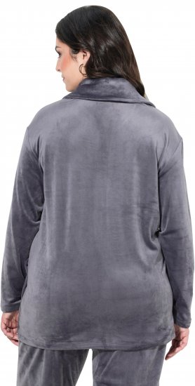 Ulla Popken Velour Loungewear Jacket Dark Grey - Hættetrøjer og sweatshirts - 