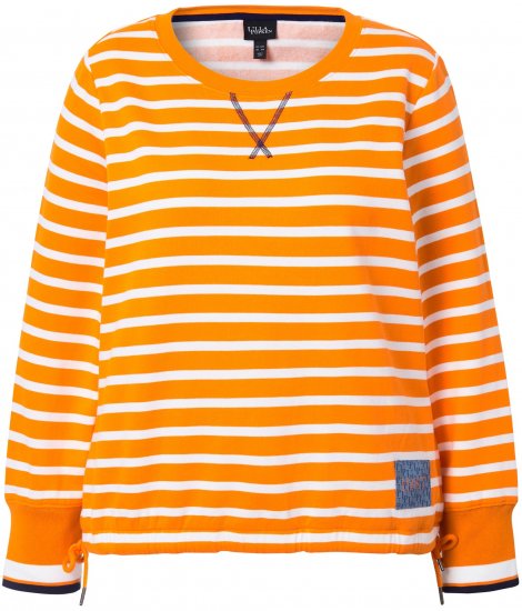 Ulla Popken Striped Drawstring Hem Sweatshirt Orange - Hættetrøjer og sweatshirts - 
