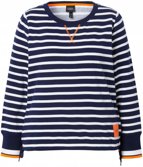 Ulla Popken Striped Drawstring Hem Sweatshirt Navy - Hættetrøjer og sweatshirts - Bløde sweatshirts, hoodies & strik