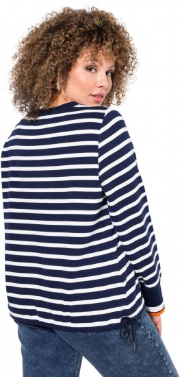 Ulla Popken Striped Drawstring Hem Sweatshirt Navy - Hættetrøjer og sweatshirts - Bløde sweatshirts, hoodies & strik