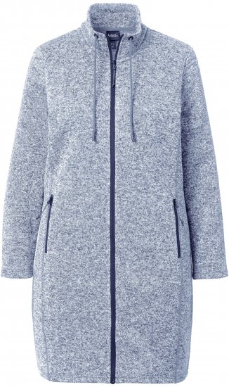 Ulla Popken Longline Knit Fleece Jacket Sky Blue - Hættetrøjer og sweatshirts - 
