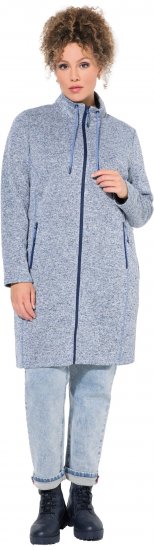 Ulla Popken Longline Knit Fleece Jacket Sky Blue - Hættetrøjer og sweatshirts - 