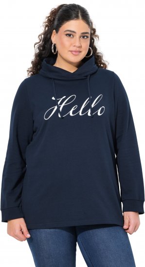 Ulla Popken HELLO Classic Fit Stand-Up Collar Sweatshirt Navy - Hættetrøjer og sweatshirts - 