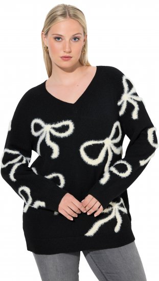 Ulla Popken Glitter Bow Sweater Black - Hættetrøjer og sweatshirts - Bløde sweatshirts, hoodies & strik
