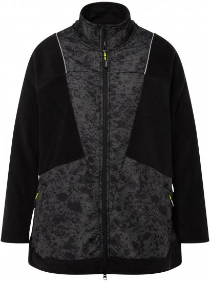 Ulla Popken Patch Print Fleece Jacket Black - Hættetrøjer og sweatshirts - Bløde sweatshirts, hoodies & strik