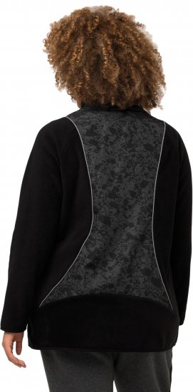 Ulla Popken Patch Print Fleece Jacket Black - Hættetrøjer og sweatshirts - Bløde sweatshirts, hoodies & strik
