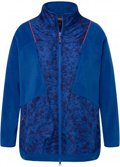 Ulla Popken Patch Print Fleece Jacket Denim Blue - Hættetrøjer og sweatshirts - Bløde sweatshirts, hoodies & strik