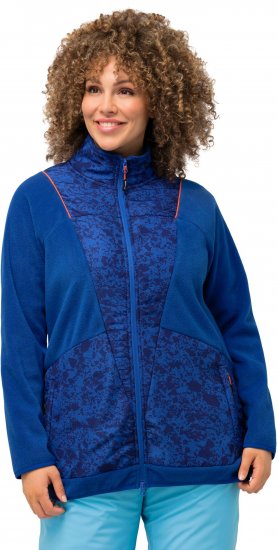 Ulla Popken Patch Print Fleece Jacket Denim Blue - Hættetrøjer og sweatshirts - Bløde sweatshirts, hoodies & strik