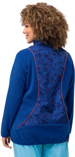 Ulla Popken Patch Print Fleece Jacket Denim Blue - Hættetrøjer og sweatshirts - Bløde sweatshirts, hoodies & strik