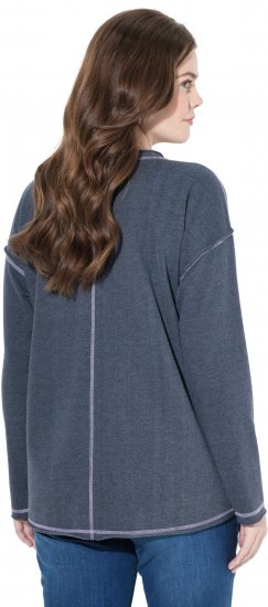 Ulla Popken Houston Textured Lettering Sweatshirt Navy - Hættetrøjer og sweatshirts - 