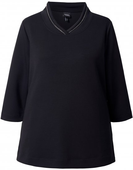 Ulla Popken Decorative Chain Collar Sweatshirt Black - Hættetrøjer og sweatshirts - 