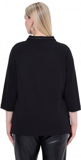 Ulla Popken Decorative Chain Collar Sweatshirt Black - Hættetrøjer og sweatshirts - 