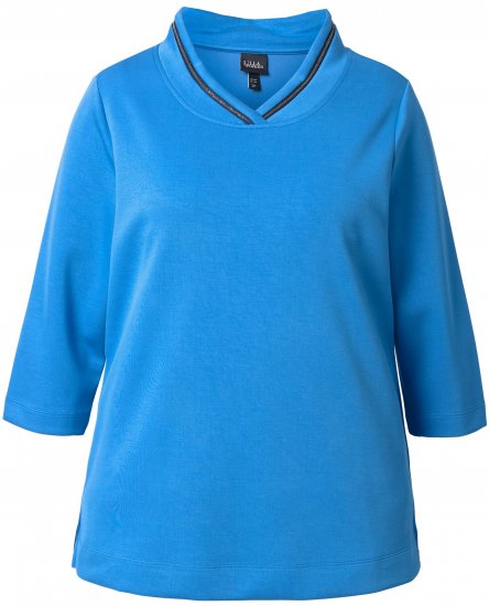 Ulla Popken Classic Fit with Side Slits 3/4 Sleeve Sweatshirt Royal Blue - Hættetrøjer og sweatshirts - 