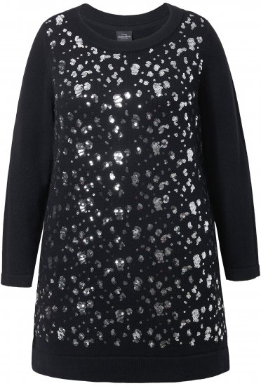 Ulla Popken Sequined Soft Fine Knit Sweater Black - Hættetrøjer og sweatshirts - 