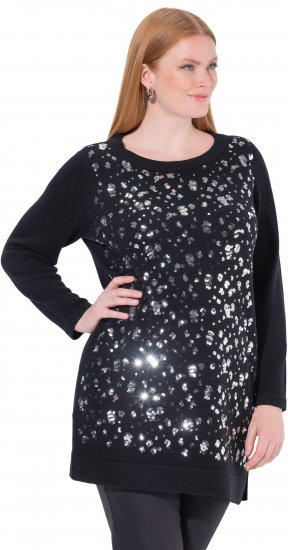 Ulla Popken Sequined Soft Fine Knit Sweater Black - Hættetrøjer og sweatshirts - 