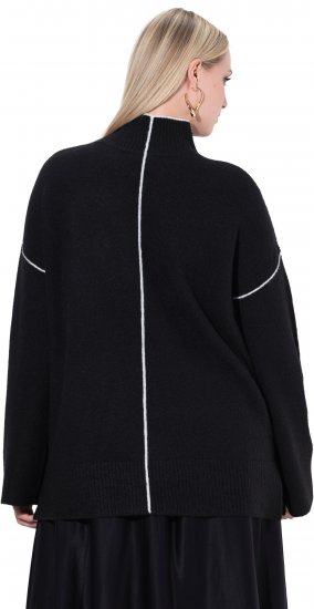 Ulla Popken Decorative Seam Contrast Color Sweater Black - Hættetrøjer og sweatshirts - 