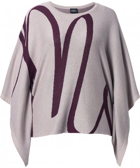 Ulla Popken Brushstroke Knit Poncho Beige - Hættetrøjer og sweatshirts - 