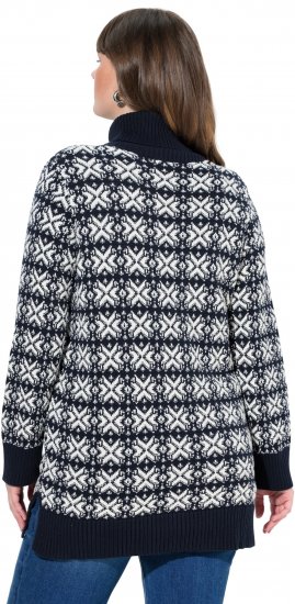 Ulla Popken Eco Cotton Geometric Snowflake Sweater Navy - Hættetrøjer og sweatshirts - 