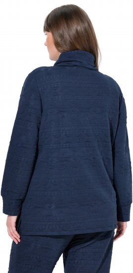 Ulla Popken Eco Cotton Stripe Textured Sweatshirt Navy - Hættetrøjer og sweatshirts - 