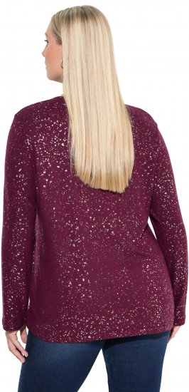 Ulla Popken Metallic Print Extra Soft Christmas Sweatshirt Dark Wine Red - Hættetrøjer og sweatshirts - 