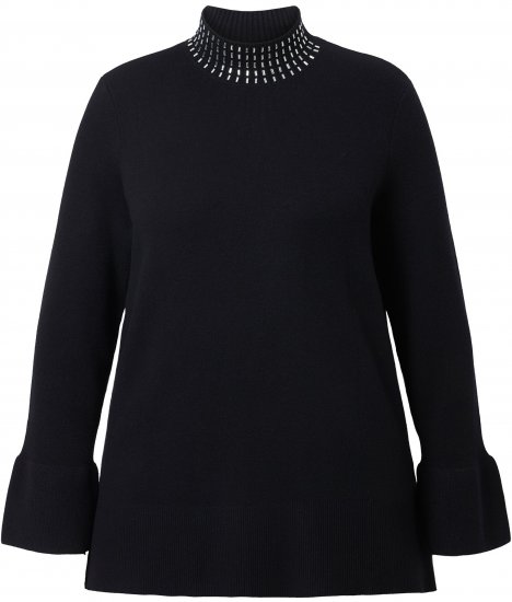 Ulla Popken Flared Sleeve Turtleneck Sweater Black - Hættetrøjer og sweatshirts - 