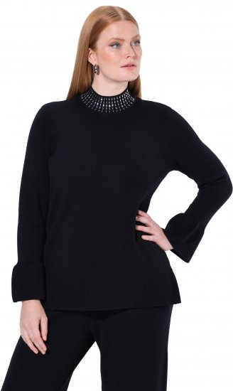 Ulla Popken Flared Sleeve Turtleneck Sweater Black - Hættetrøjer og sweatshirts - 