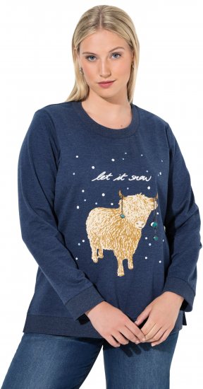 Ulla Popken Let It Snow Sequins Sweatshirt Ink Blue - Hættetrøjer og sweatshirts - 