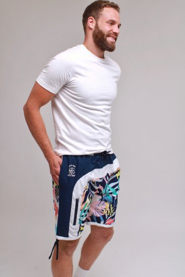 Kam Jeans 3018 Panelled Floral Swimshorts Navy - Badeshorts - Badeshorts til Store Mænd
