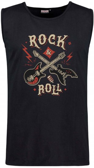 Adamo Motiv Rock and Roll Tank Top Black - Ærmeløse T-shirts / tanktoppe i store størrelser - Ærmeløse T-shirts / tanktoppe i store størrelser