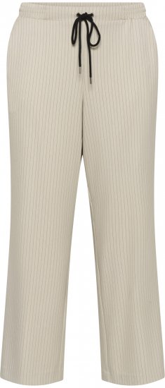 Kaffe Curve Sirana Pants Beige Melange/Black Stripe - Stofbukser - 