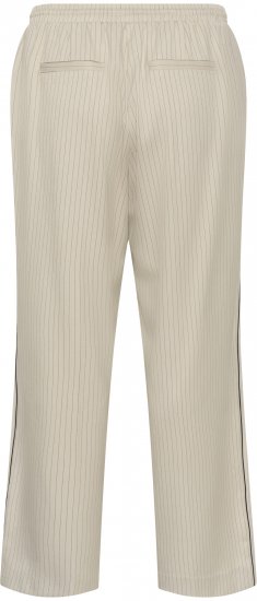 Kaffe Curve Sirana Pants Beige Melange/Black Stripe - Stofbukser - 