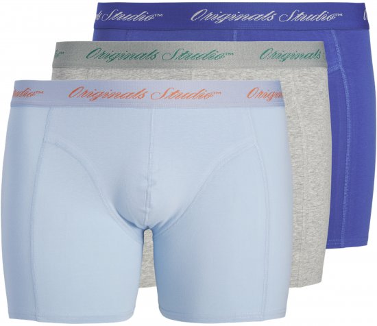 Jack & Jones Norrebro Solid Trunks 3-Pack Blue - Boxershorts - Boxershorts til Store Mænd