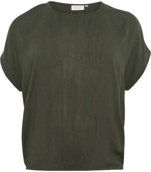 Kaffe Curve Ami Stanley Kortærmet Bluse Mørkegrøn - T-shirts - 