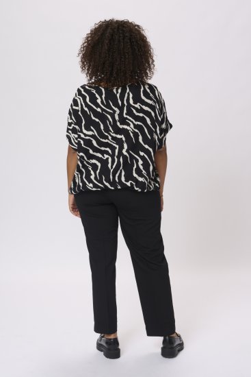 Kaffe Curve Sonna Stanley Top Sort / Antikhvidt Zebramønster - T-shirts - 