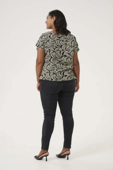 Kaffe Curve Sonna Stanley Top Sort / Antikhvidt Mønster - T-shirts - 