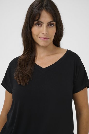 Kaffe Curve Jena V-hals T-shirt Sort - T-shirts - 