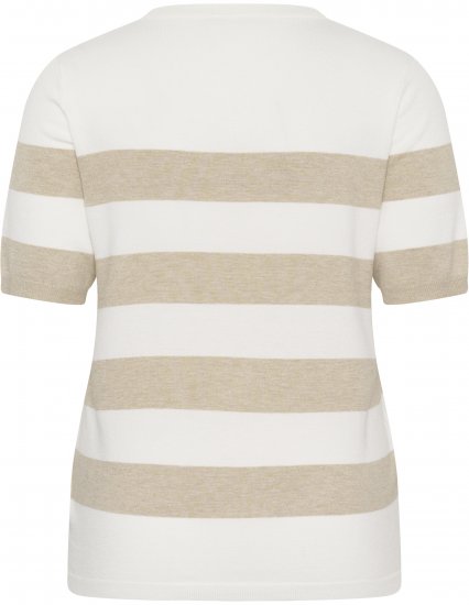 Kaffe Curve Lizzy Striped Pullover Chalk/Feather Grey Bold Stripe - T-shirts - 