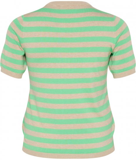 Kaffe Curve Lizzy Stribet striktrøje Fjergrå meleret/Grøn - Trykte T-shirts til kvinder - 