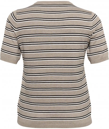 Kaffe Curve Lizzy Stribet striktrøje Beige/Sort - Trykte T-shirts til kvinder - 
