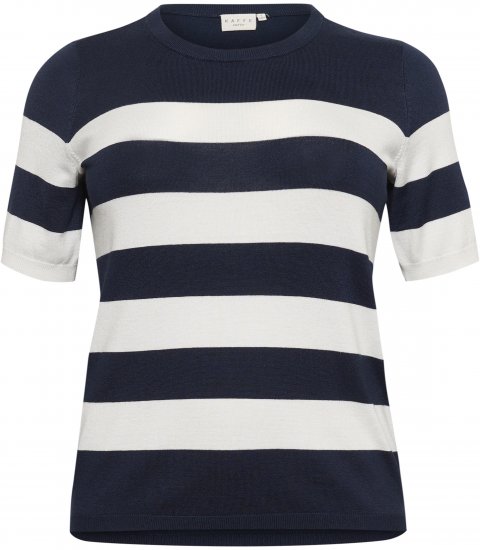 Kaffe Curve Lizzy Stribet Trøje Marineblå / Chalk - T-shirts - 
