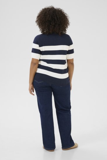 Kaffe Curve Lizzy Stribet Trøje Marineblå / Chalk - T-shirts - 