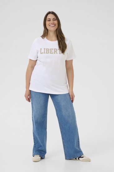 Kaffe Curve June T-shirt Hvid - Trykte T-shirts til kvinder - 