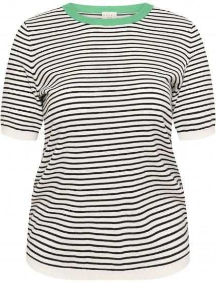 Kaffe Curve Lizzy Knit T-Shirt Chalk/Black Fine Stripe - T-shirts - 