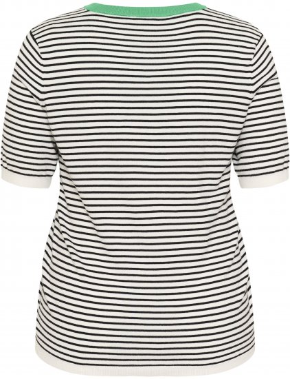 Kaffe Curve Lizzy Knit T-Shirt Chalk/Black Fine Stripe - T-shirts - 